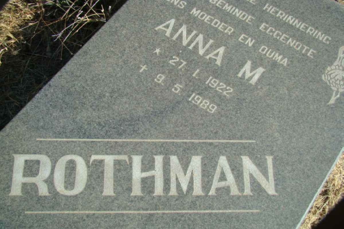 ROTHMAN Anna M. 1922-1989