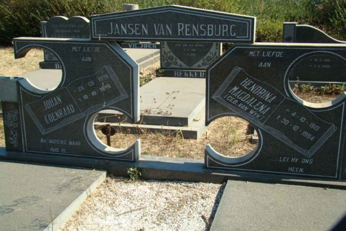 RENSBURG Johan Coenraad 1909-1989, Jansen van &amp; Hendrina Magdalena VAN WYK 1910-1984