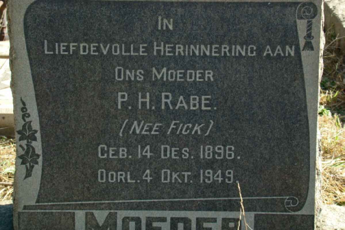 RABE P.H. nee FICK 1896-1949
