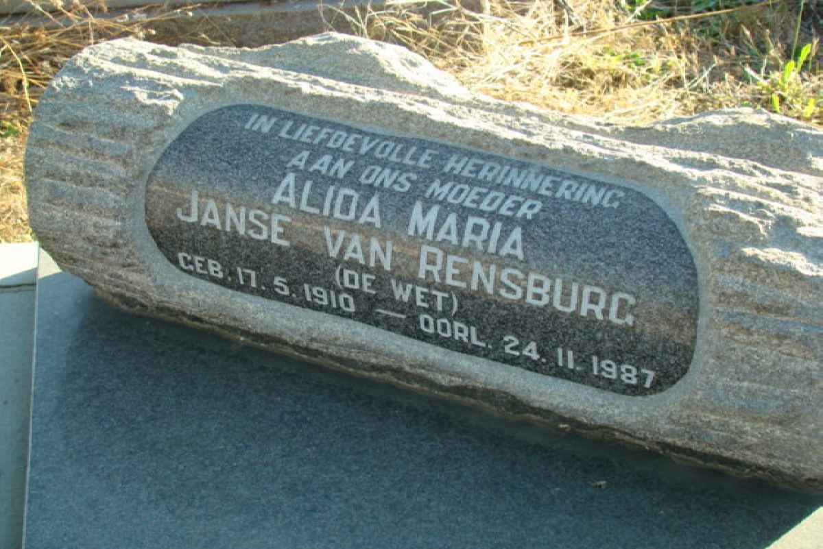 RENSBURG Alida Maria, Janse van 1910-1987