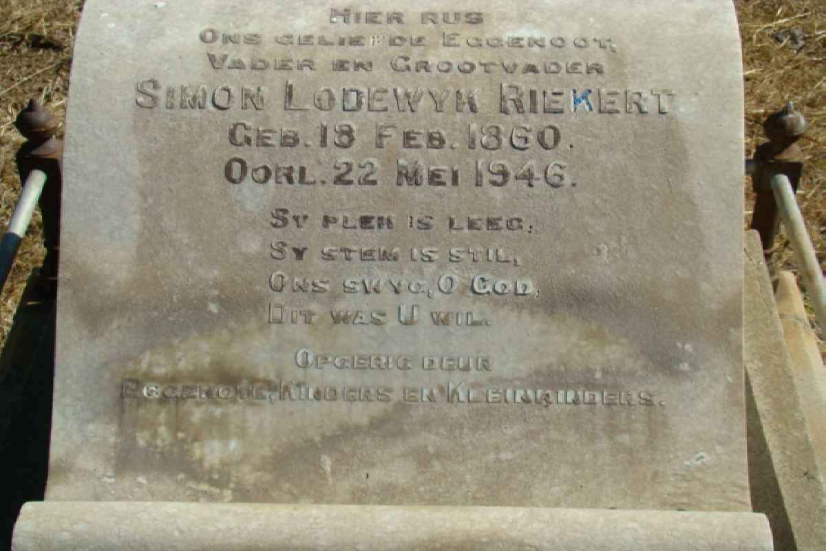 RIEKERT Simon Lodewyk 1860-1946