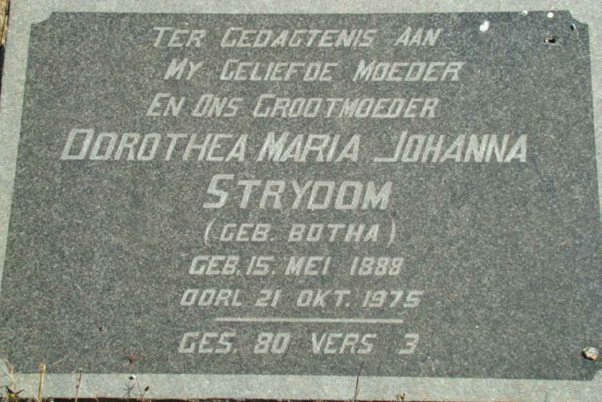 STRYDOM Dorothea Maria Johanna nee BOTHA 1888-1975