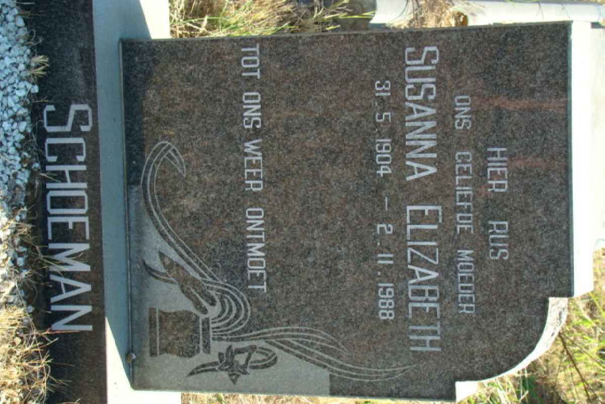 SCHOEMAN Susanna Elizabeth 1904-1988