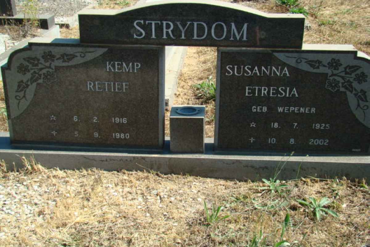 STRYDOM Kemp Retief 1916-1980 &amp; Susanna Etresia WEPENER 1925-2002