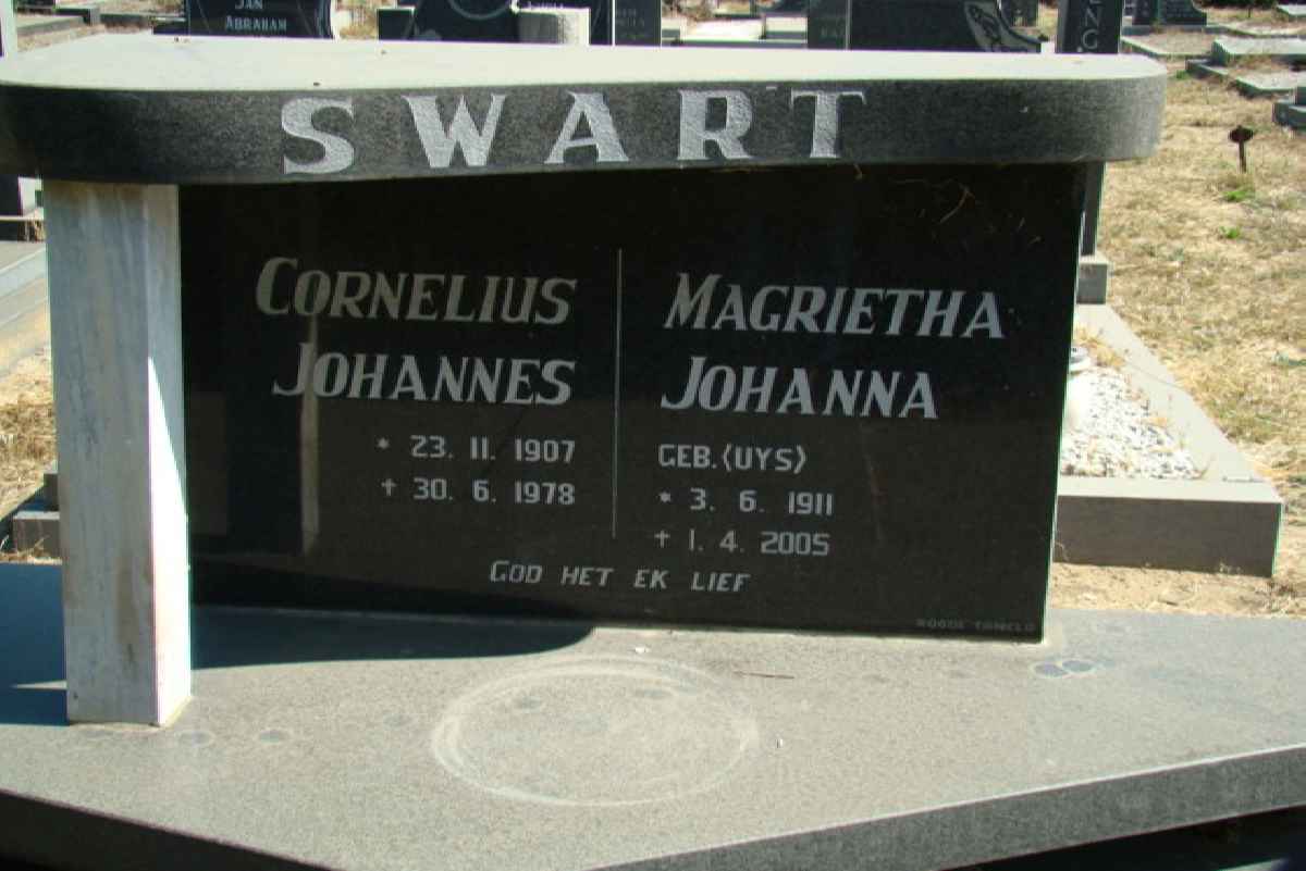 SWART Cornelius Johannes 1907-1978 &amp; Magrietha Johanna UYS 1911-2005