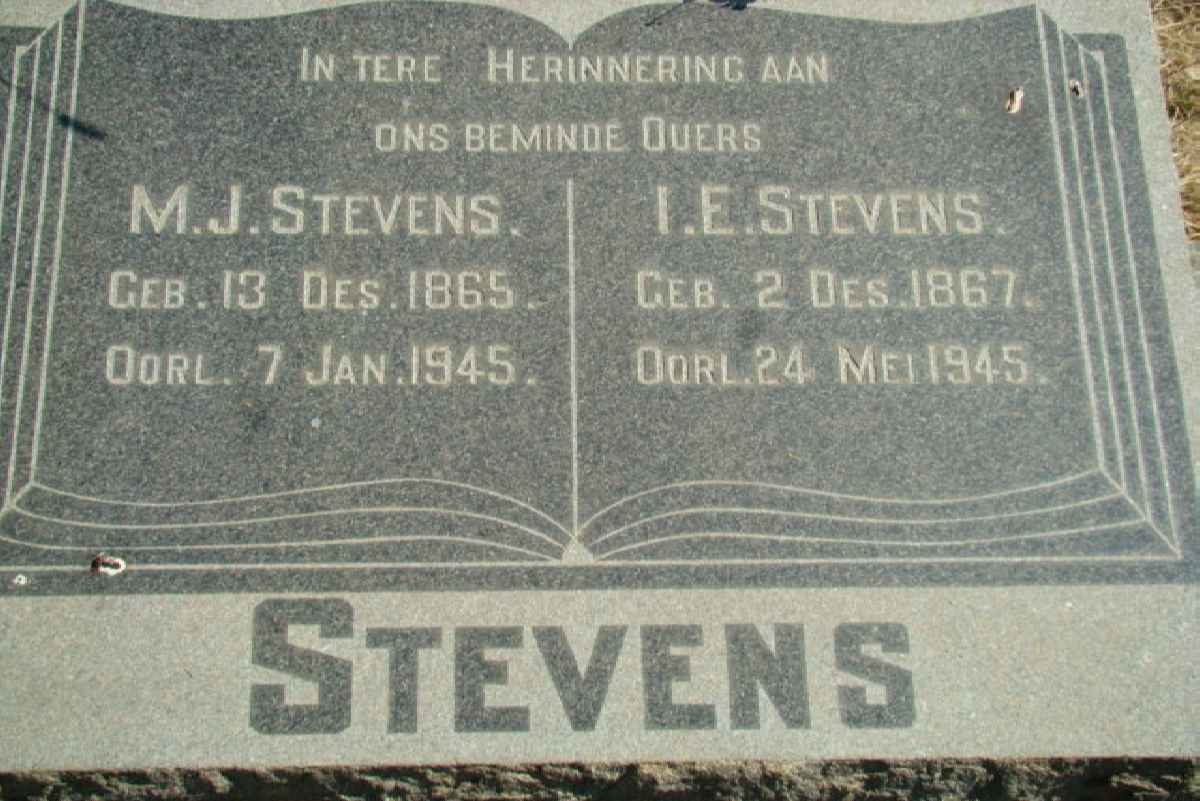 STEVENS M.J. 1865-1945 &amp; I.E. 1867-1945