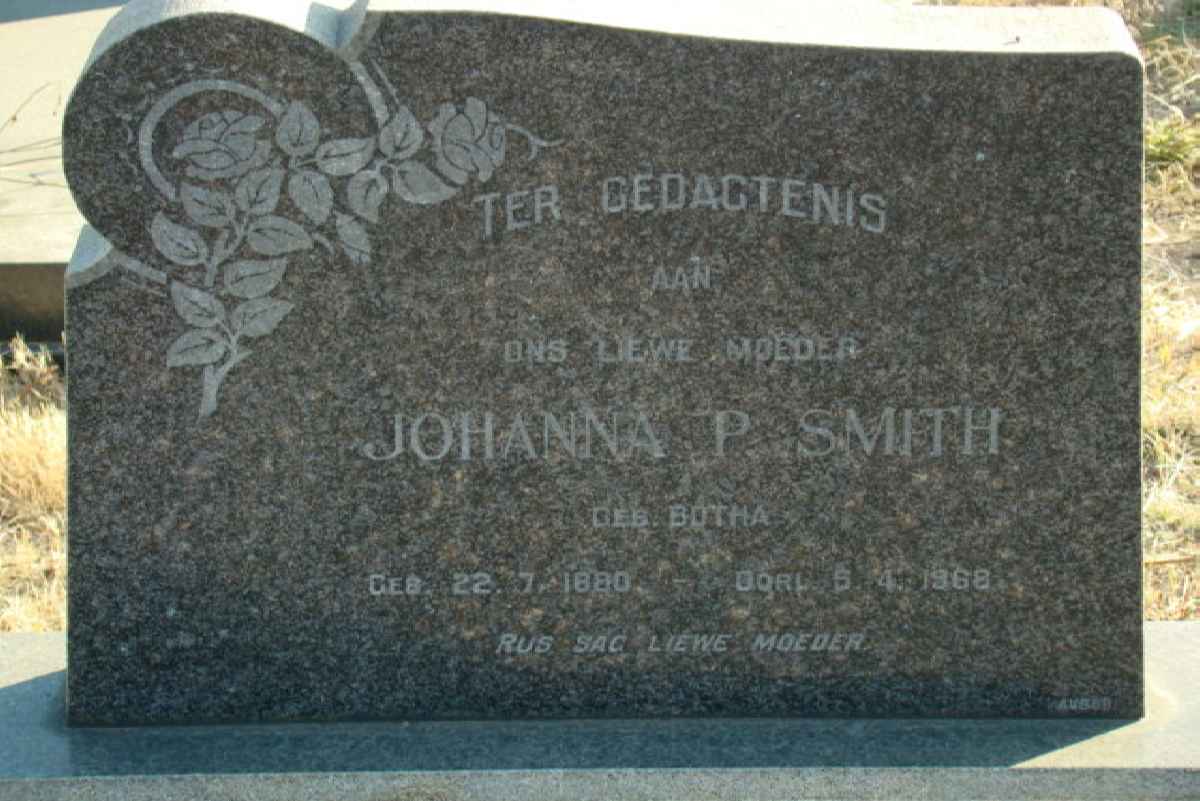 SMITH Johanna P. nee BOTHA 1880-1968