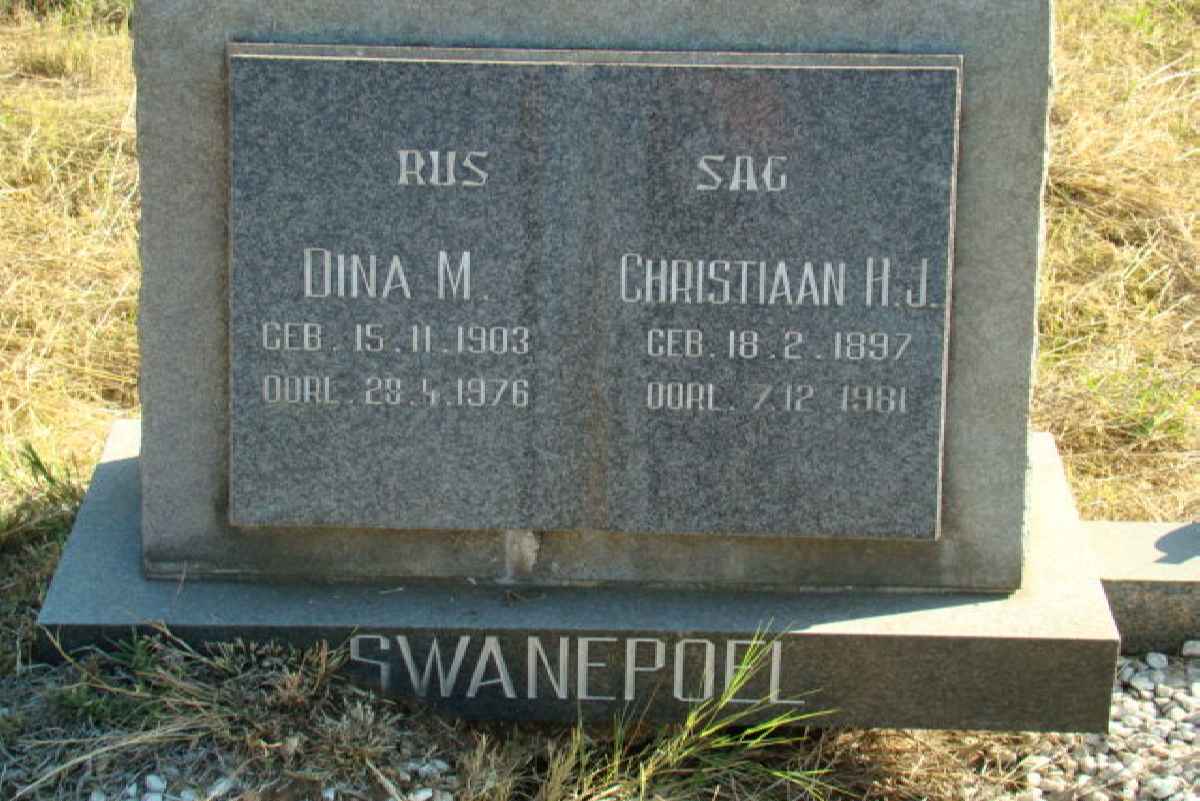 SWANEPOEL Christiaan H.J. 1897-1981 &amp; Dina M. 1903-1976