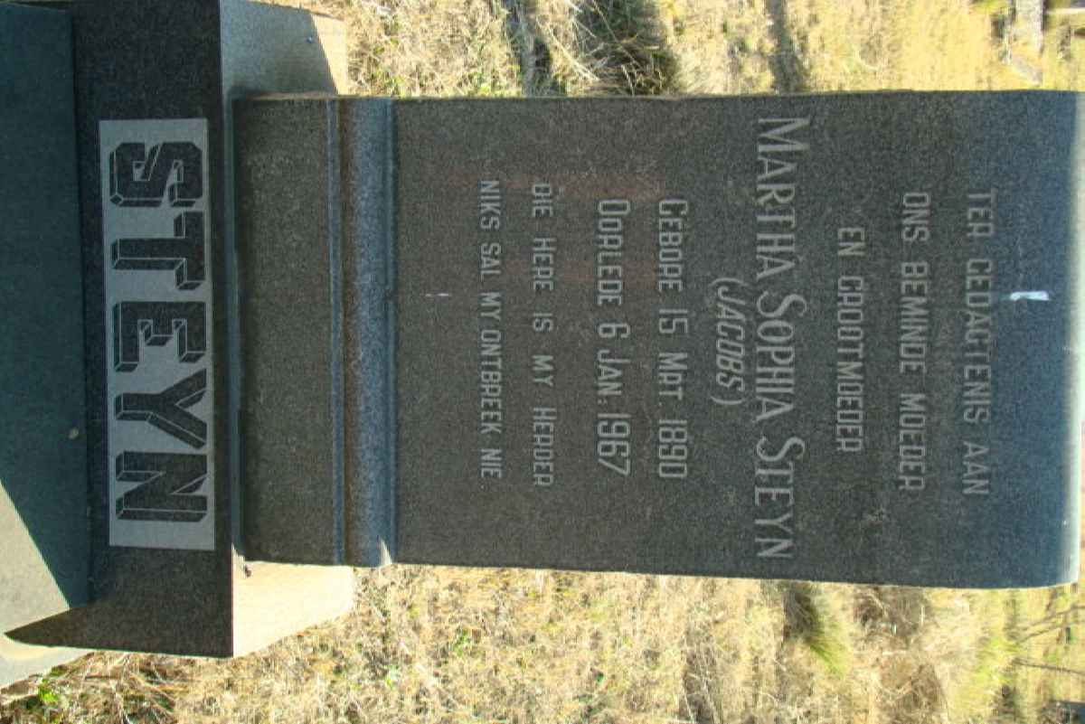 STEYN Martha Sophia nee JACOBS 1890-1967
