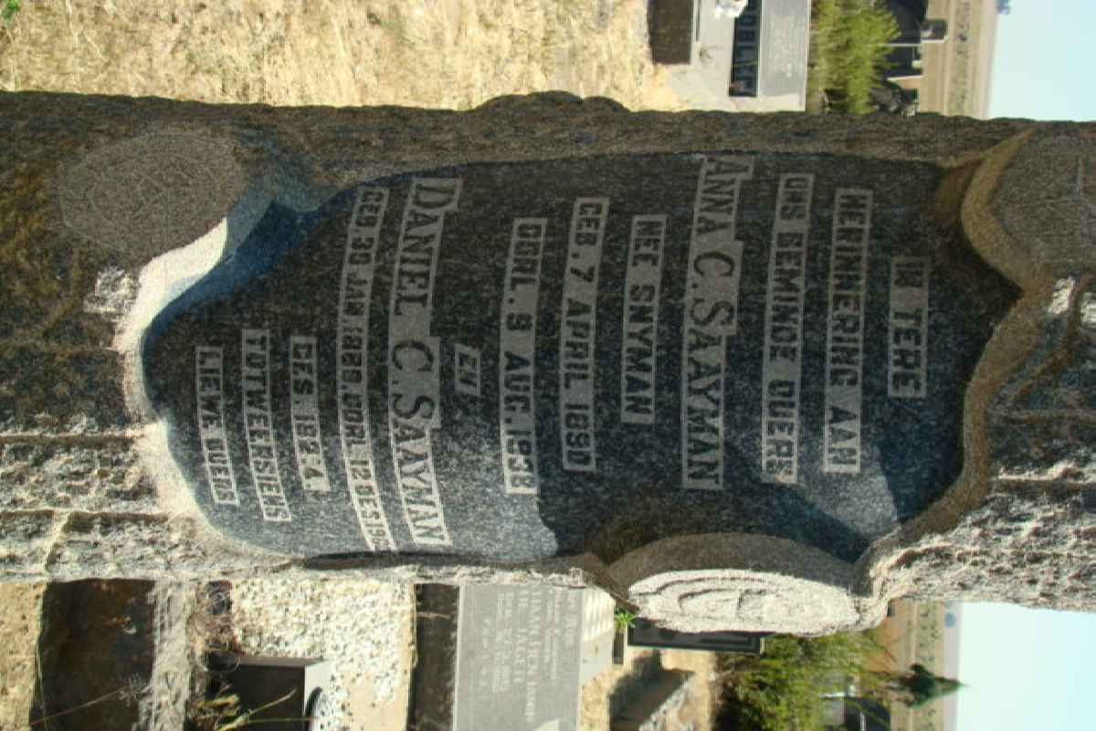 SAAYMAN Daniel C. 1888-1963 &amp; Anna C. SNYMAN 1890-1938