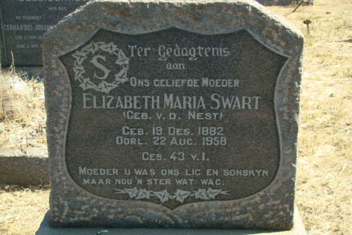 SWART Elizabeth Maria nee VAN DER NEST 1882-1958