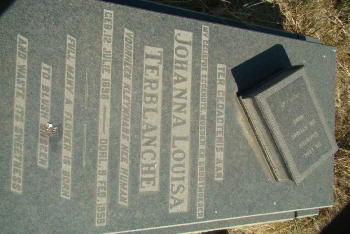 TERBLANCHE Johanna Louisa formerly KLEYNHANS nee HUMAN 1898-1958