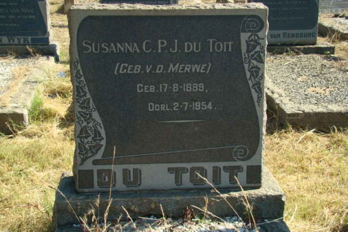 TOIT Susanna C.P.J., du nee VAN DER MERWE 1889-1954