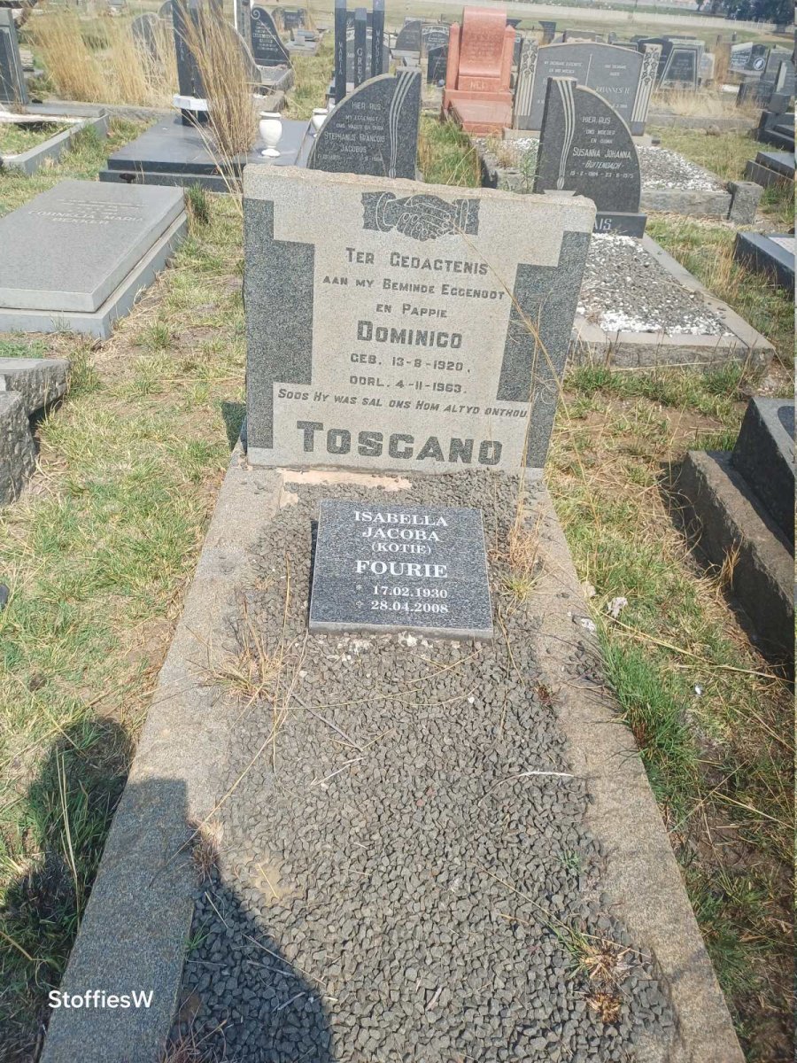 TOSCANO Domingo 1920-1963 :: FOURIE Isabella Jacoba 1930-2008