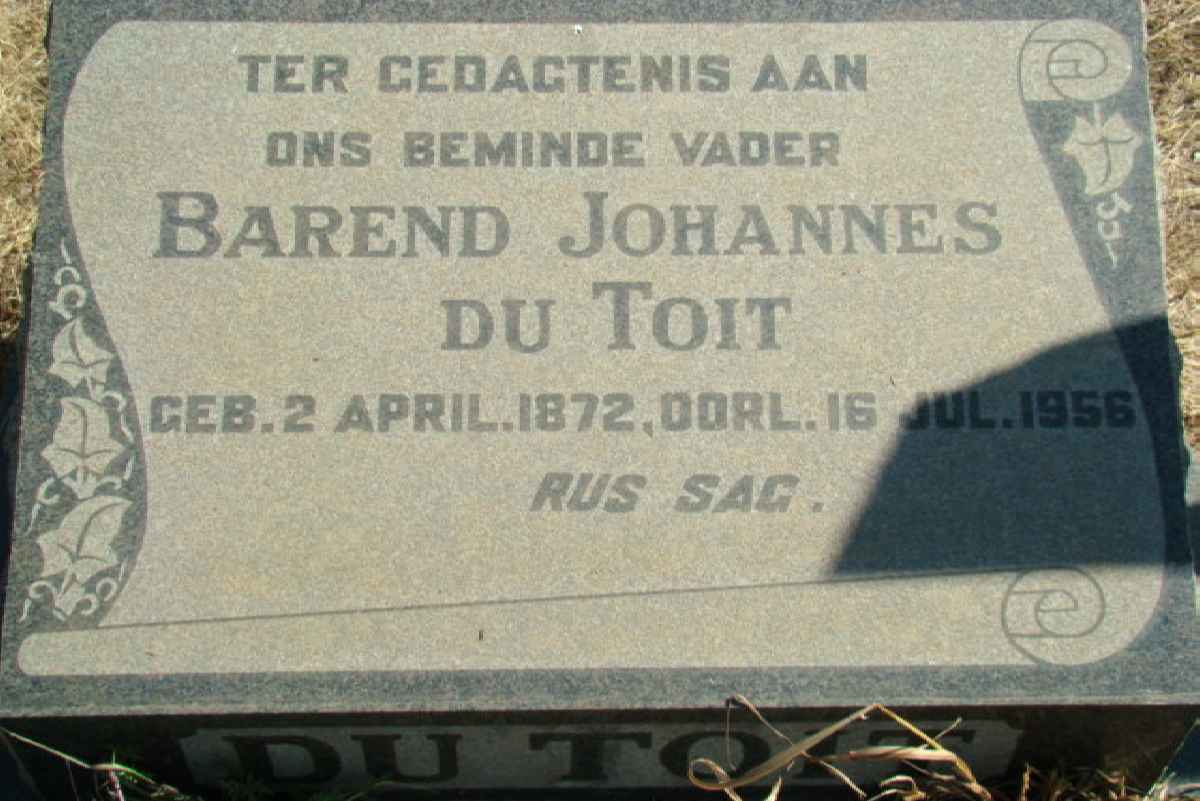 TOIT Barend Johannes, du 1872-1956