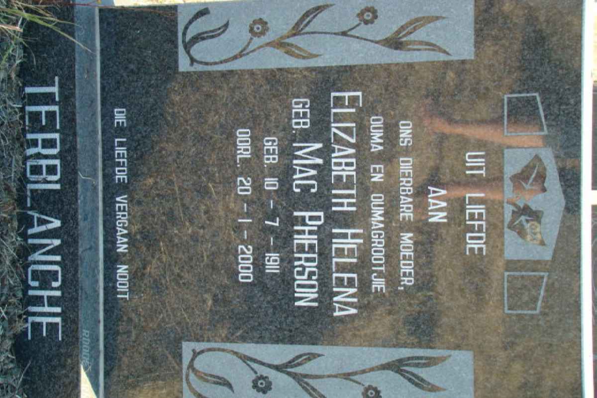 TERBLANCHE Elizabeth Helena nee Mac PHERSON 1911-2000