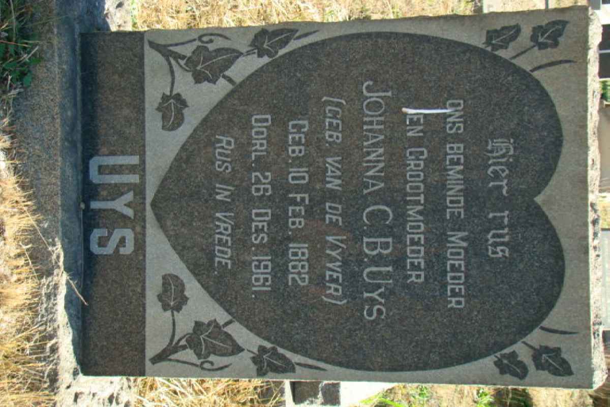 UYS Johanna C.B. nee VAN DE VYVER 1882-1961