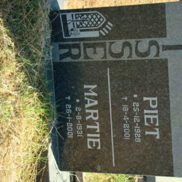 VISSER Piet 1928-2001 &amp; Martie 1931-2001
