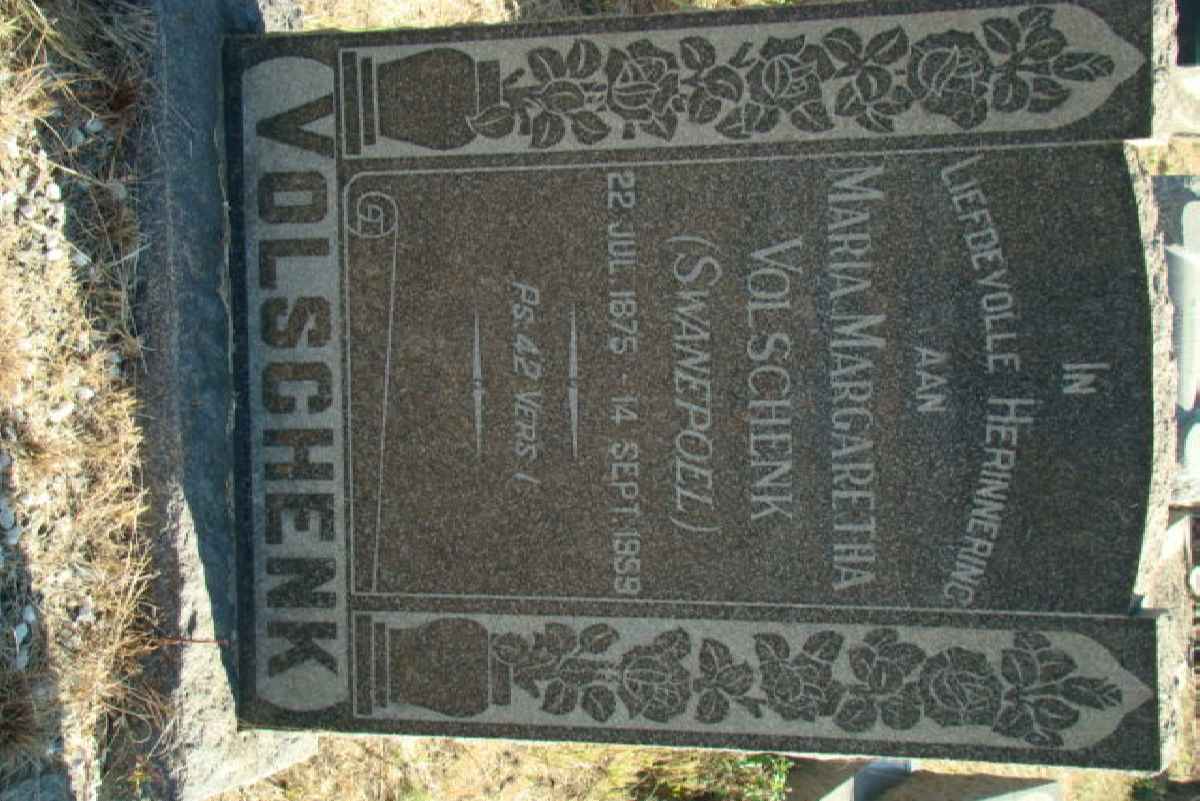 VOLSCHENK Maria Margaretha nee SWANEPOEL 1875-1959