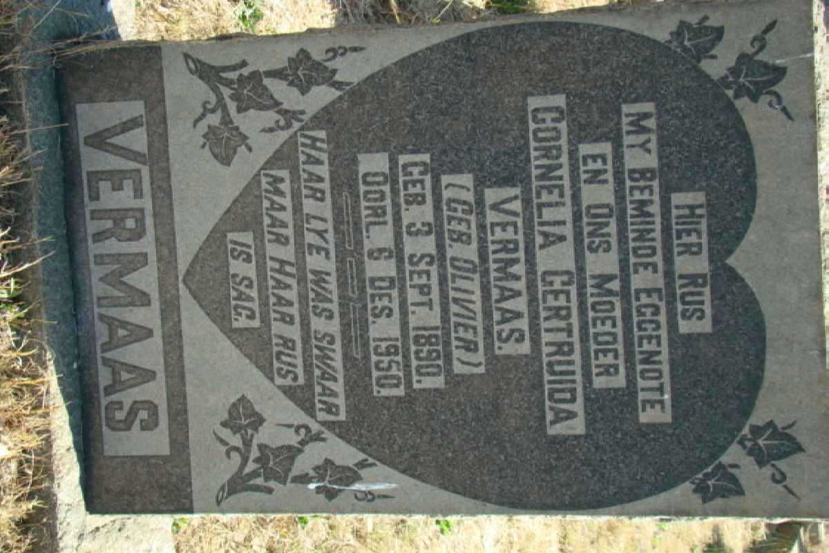 VERMAAS Cornelia Gertruida nee OLIVIER 1890-1950