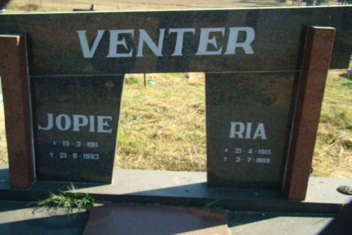 VENTER Jopie 1911-1993 &amp; Ria 1915-1999