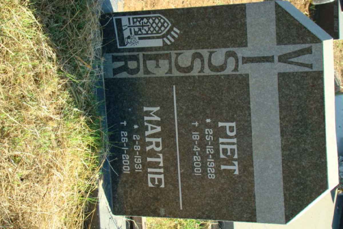 VISSER Piet 1928-2001 &amp; Martie 1931-2001