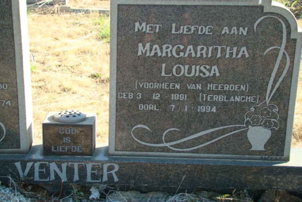 VENTER Louis Francois 1900-1974 & Margaritha Louisa voorheen VAN HEERDEN nee TERBLANCHE 1991-1994 _2