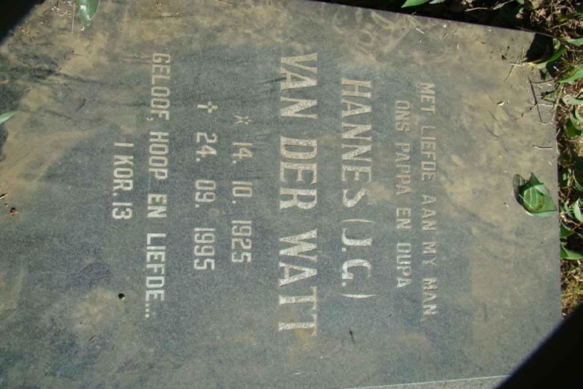 WATT J.G., van der 1925-1995