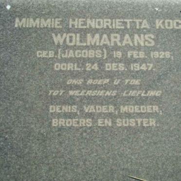 WOLMARANS Mimmie Hendrietta Koch nee JACOBS 1926-1947