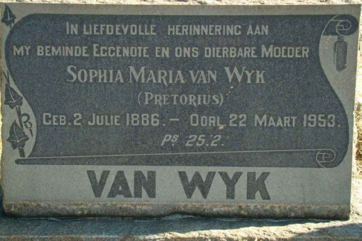 WYK Sophia Maria, van nee PRETORIUS 1886-1953