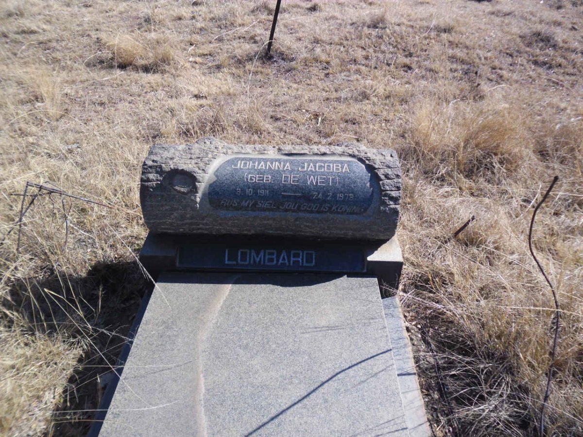 LOMBARD Johanna Jacoba nee DE WET 1911-1973