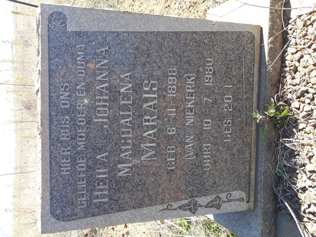 MARAIS Heila Johanna Magdalena nee VAN NIEKERK 1898-1980