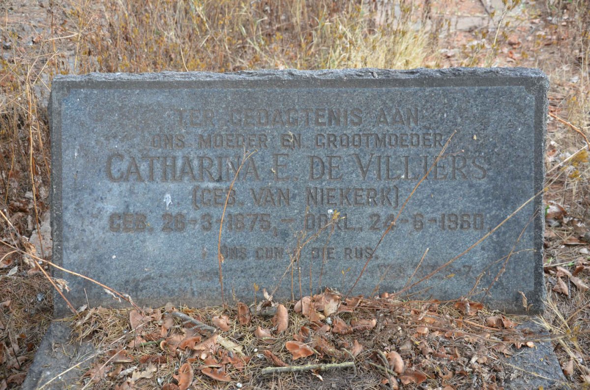 VILLIERS Catharina E., de nee VAN NIEKERK 1875-1960