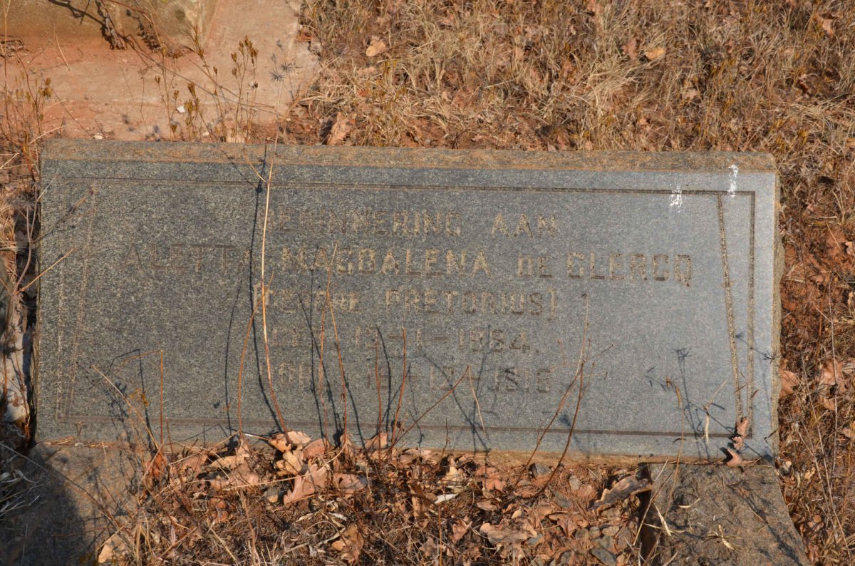CLERCQ Aletta Magdalena, de nee PRETORIUS 1884-1918