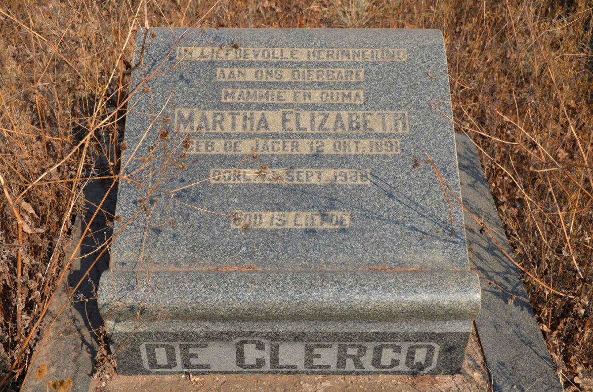 CLERCQ Martha Elizabeth, de nee DE JAGER 1891-1980