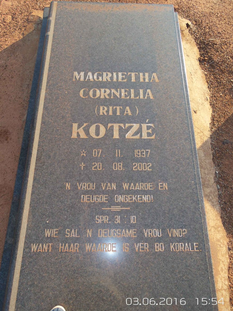KOTZE Magrietha Cornelia 1937-2002