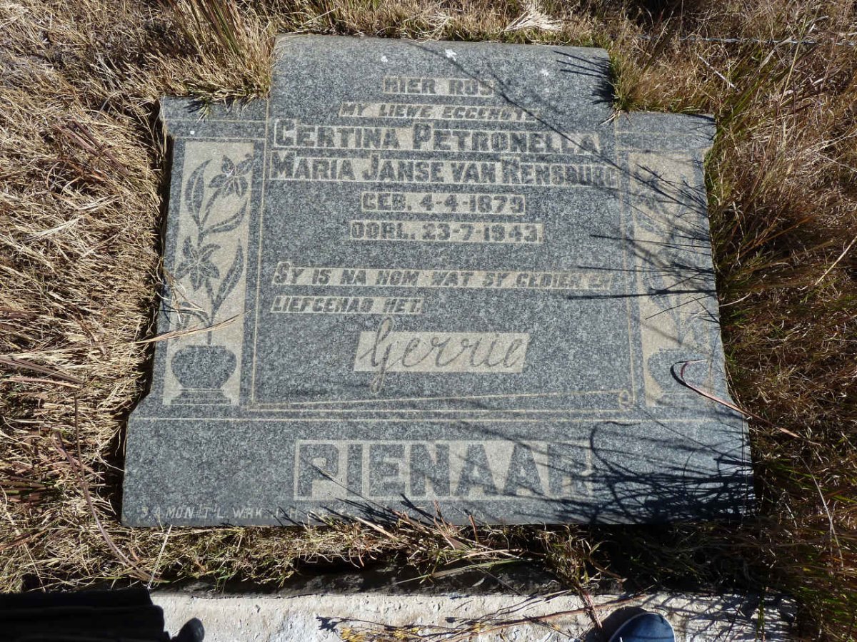 PIENAAR Gertina Petronella Maria nee JANSE VAN RENSBURG 1879-1943