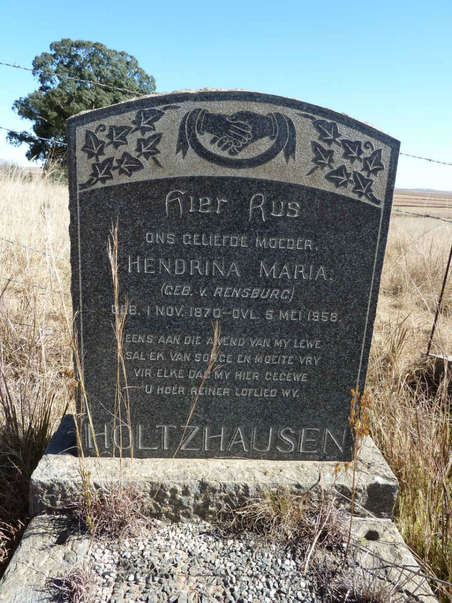 HOLTZHAUSEN Hendrina Maria nee V. RENSBURG 1870-1958