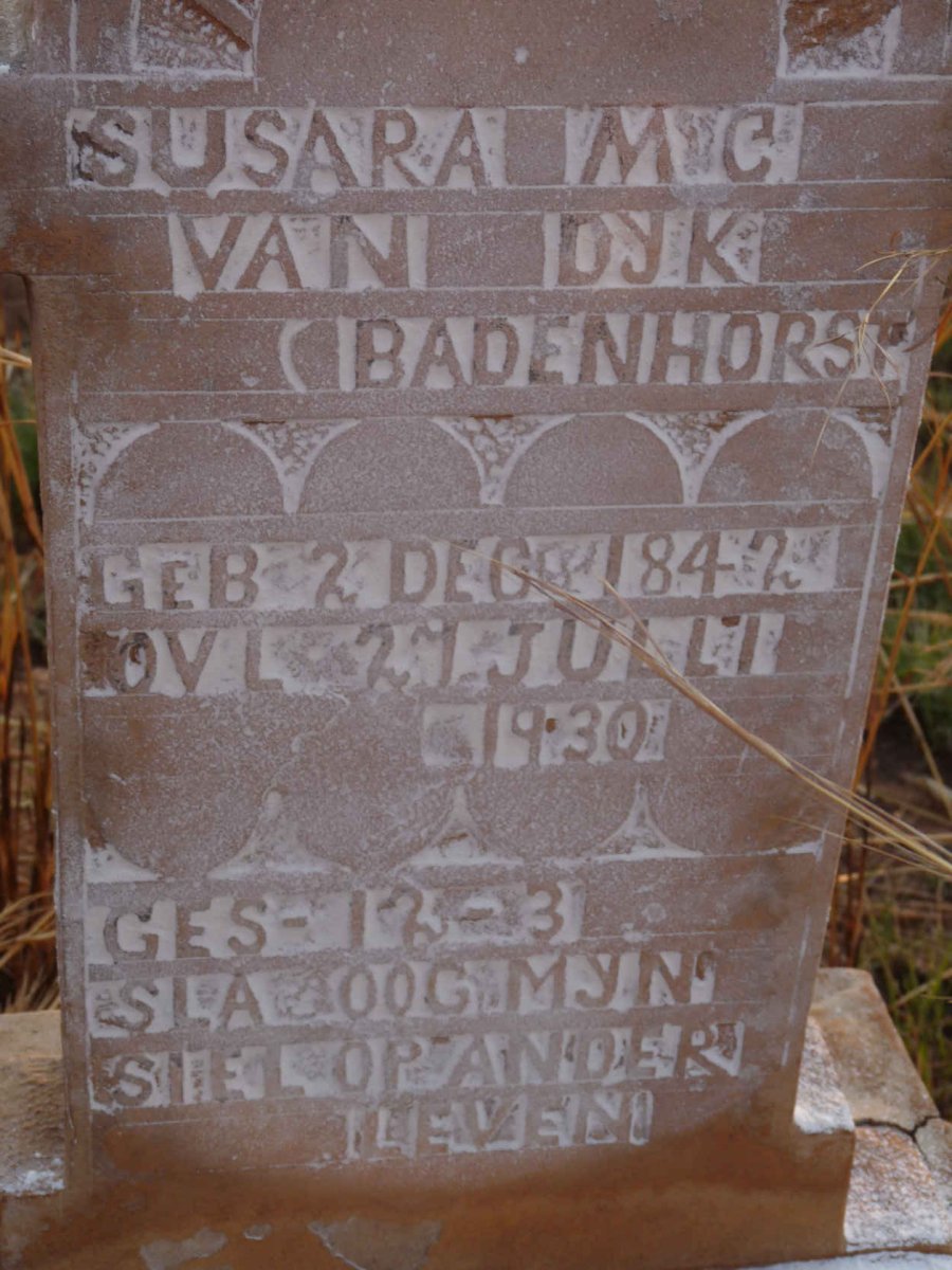 DYK Susara M.C., van nee BADENHORST 1842-1930
