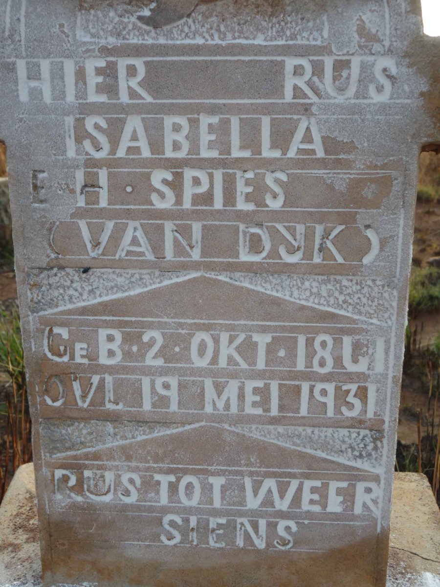 SPIES Isabella E.H. nee VAN DYK 1861-1931