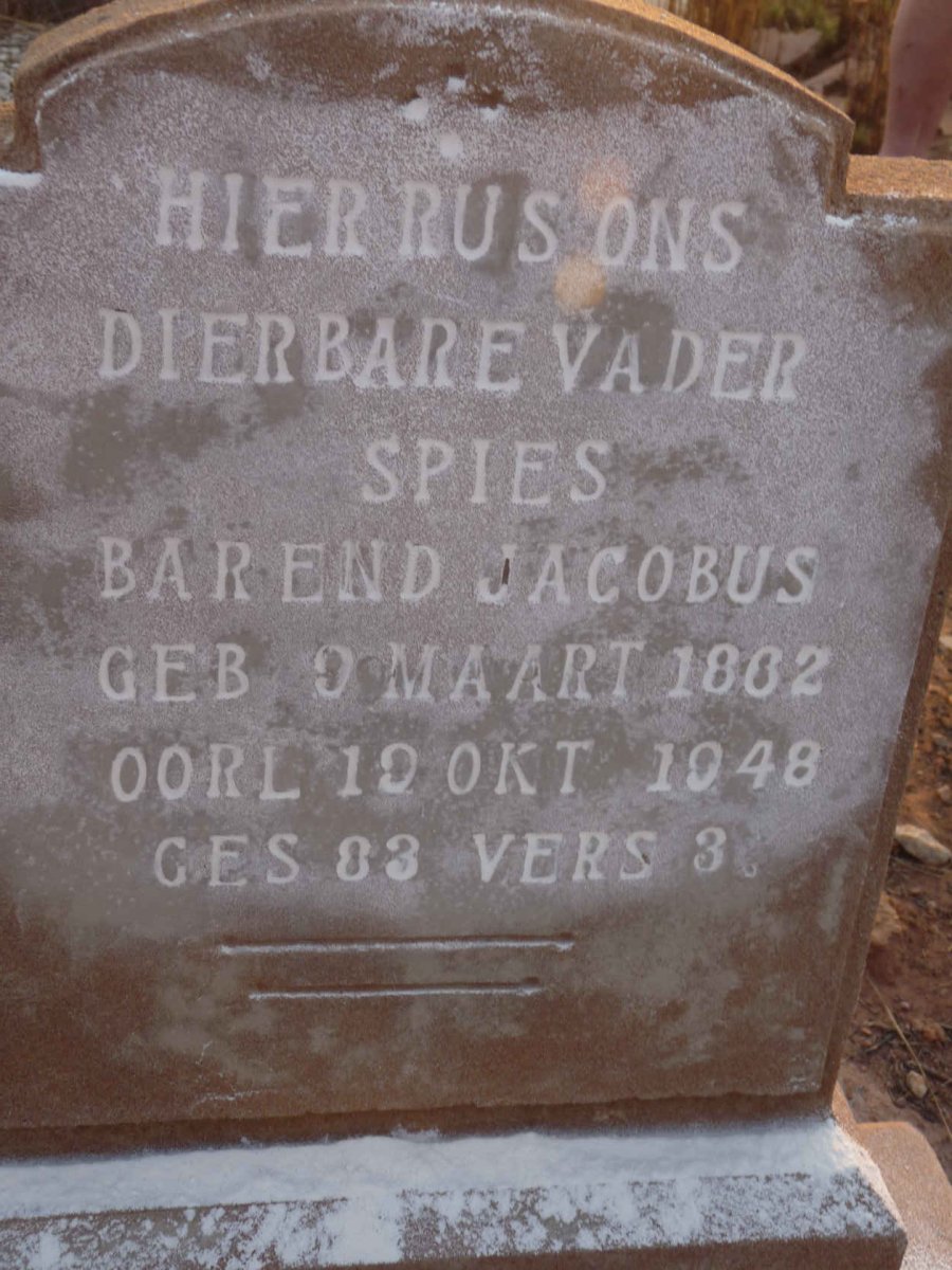 SPIES Barend Jacobus 1862-1948