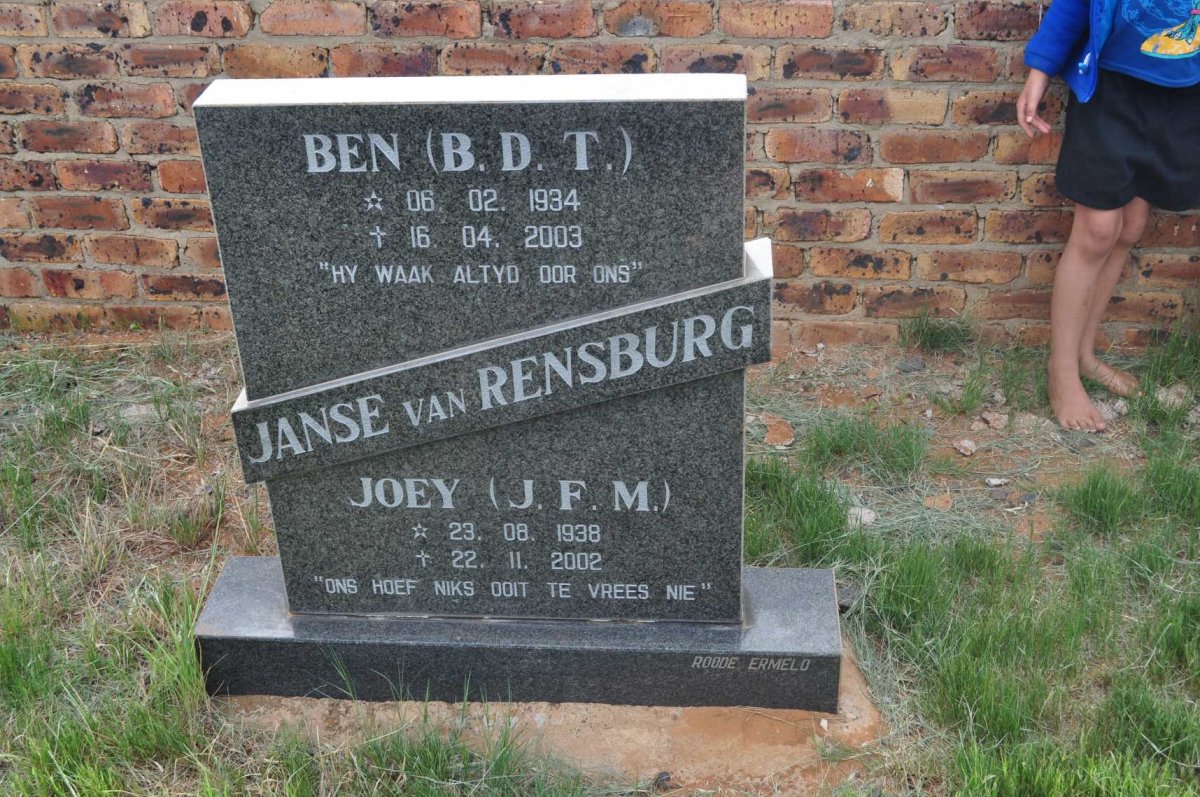 RENSBURG B.D.T., Janse van 1934-2003 &amp; J.F.M. 1938-2002
