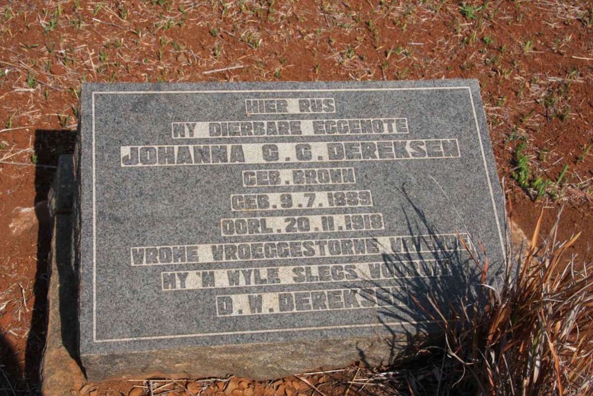 DEREKSEN Johanna C.C. nee BROWN 1889-1918