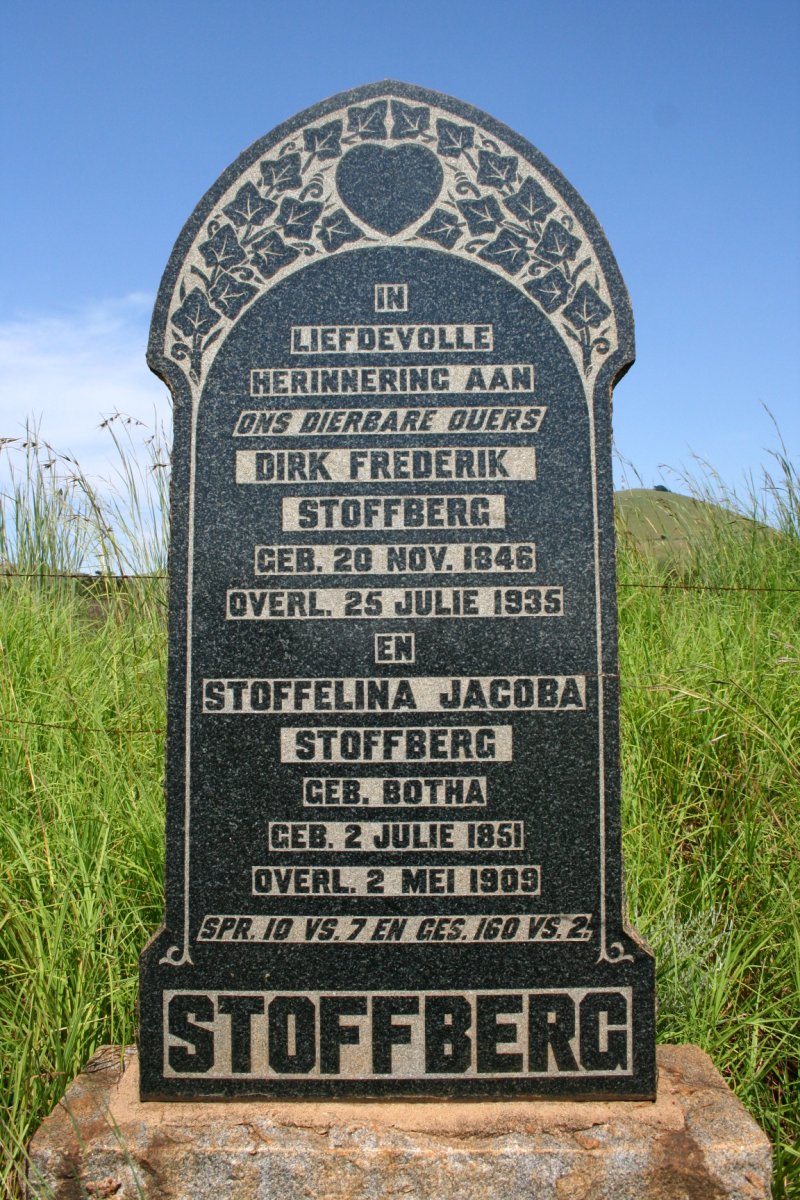 STOFFBERG Dirk Frederik 1846-1935 &amp; Stoffelina Jacoba BOTHA 1851-1909
