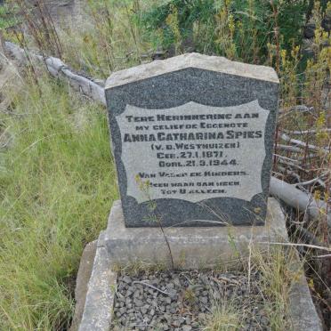 SPIES Anna Catharina nee V.D. WESTHUIZEN 1871-1944