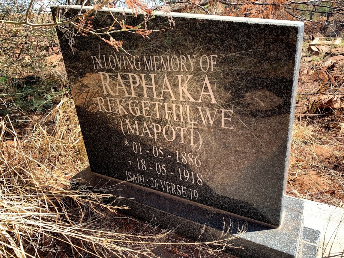 RAPHAKA Rekgethilwe 1886-1918