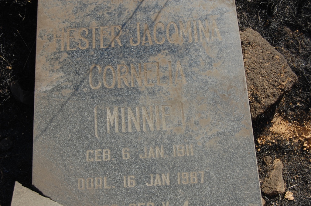 SWART  Hester Jacomina Cornelia nee MINNIE 1911-1987