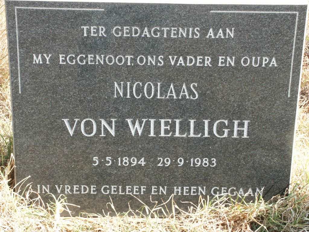 WIELLIGH Nicolaas, von 1894-1983