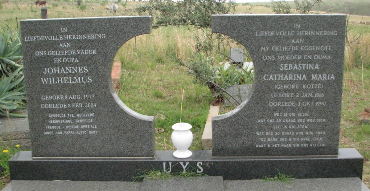 UYS Johannes Wilhelmus 1917-2004 &amp; Sebastina Catharina Maria KOTZE 1916-1990