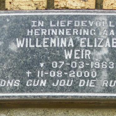 WEIR Willemina Elizabeth 1963-2000